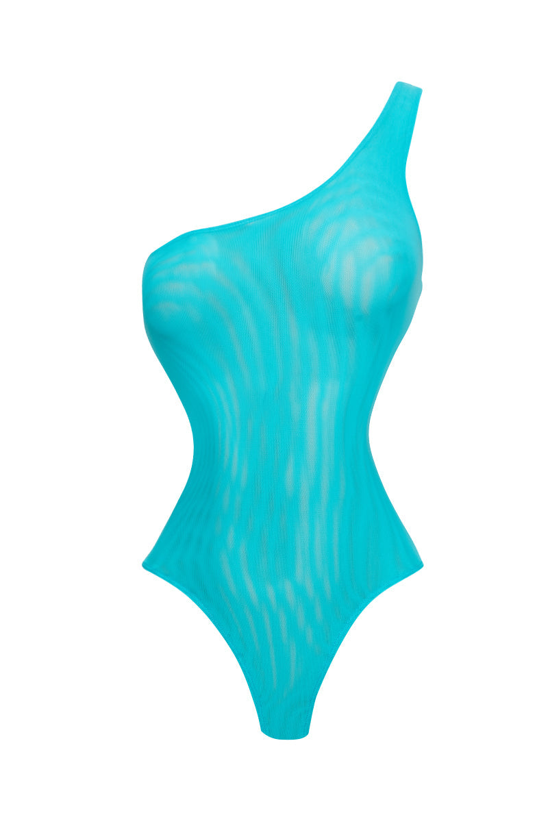 NOT THAT DEEP ONE SHOULDER MESH BODYSUIT