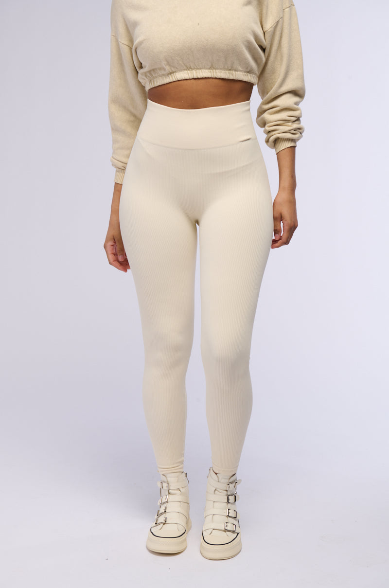 PAXTON RIBBED LEGGING IN IVORY
