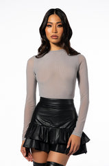 PAXTON SEXY MESH LONG SLEEVE FUNNEL NECK BODYSUIT