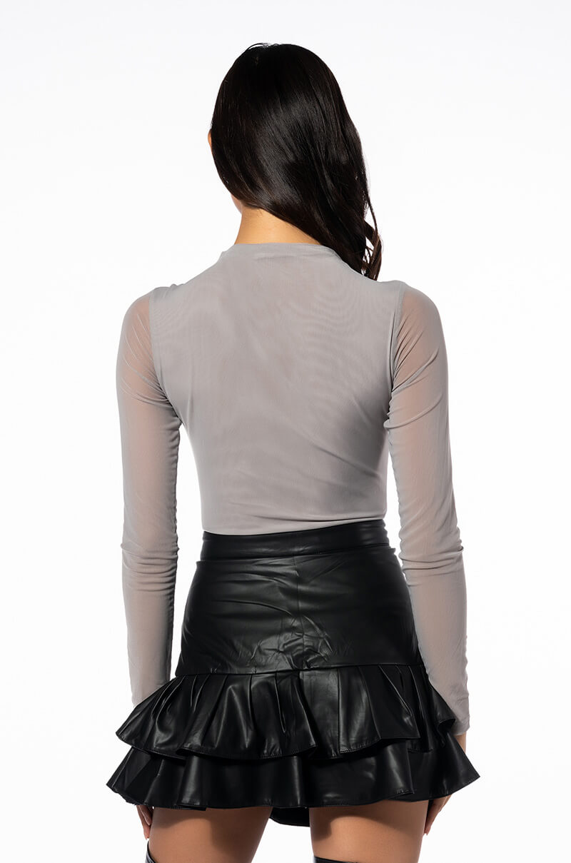 PAXTON SEXY MESH LONG SLEEVE FUNNEL NECK BODYSUIT