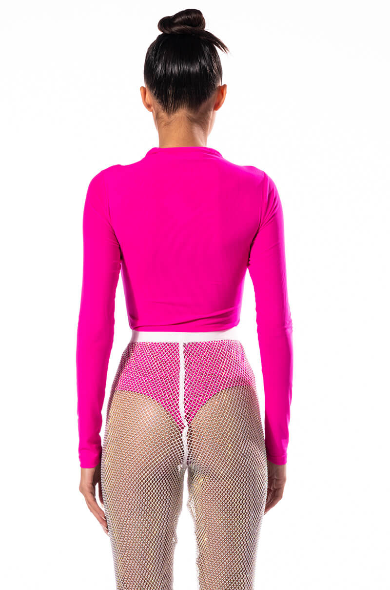 PAXTON SEXY MESH LONG SLEEVE FUNNEL NECK BODYSUIT