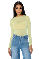 PAXTON TWO PACK RAW HEM LONG SLEEVE MESH TEES IN PINK AND YELLOW