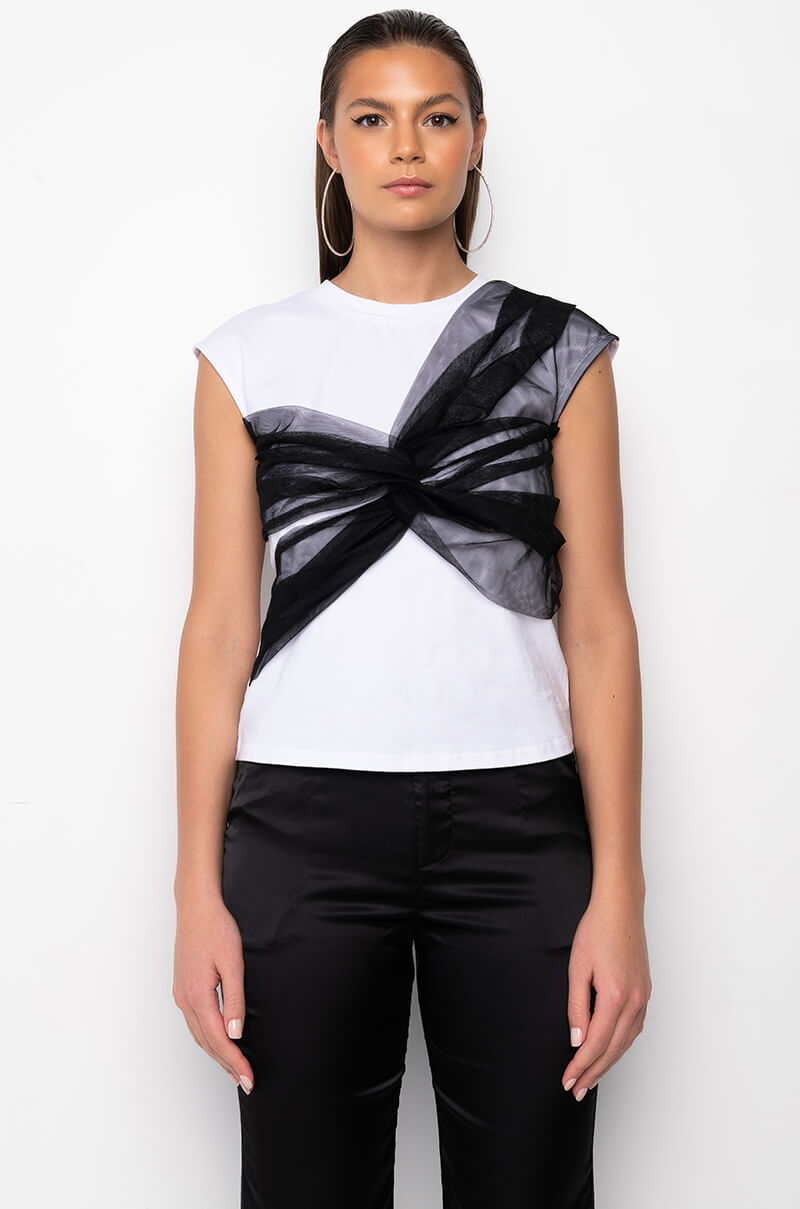 PEACE OF MIND MESH DETAIL T SHIRT