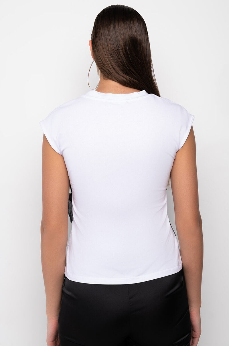 PEACE OF MIND MESH DETAIL T SHIRT