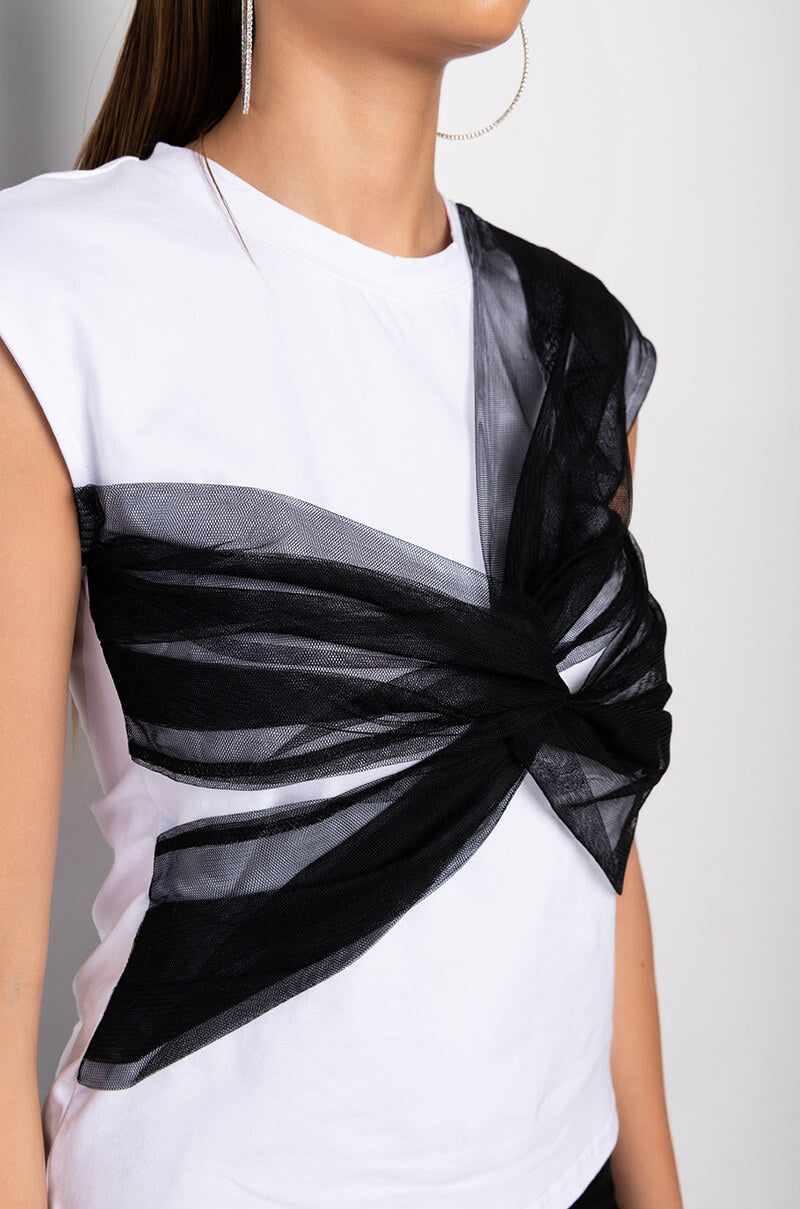 PEACE OF MIND MESH DETAIL T SHIRT