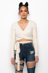 PEACHY CROPPED WRAP TOP