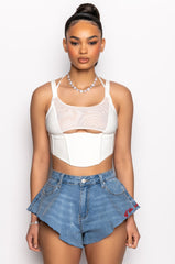 PEEKABOO MESH BANDAGE TOP