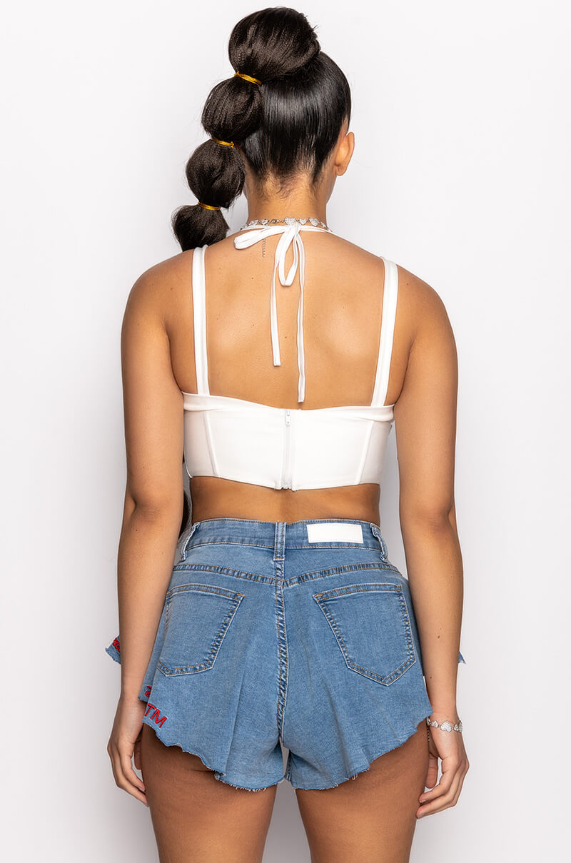 PEEKABOO MESH BANDAGE TOP