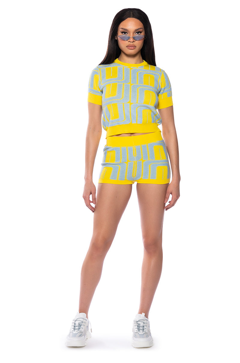 PENELOPE YELLOW HIGH WAISTED SHORTS