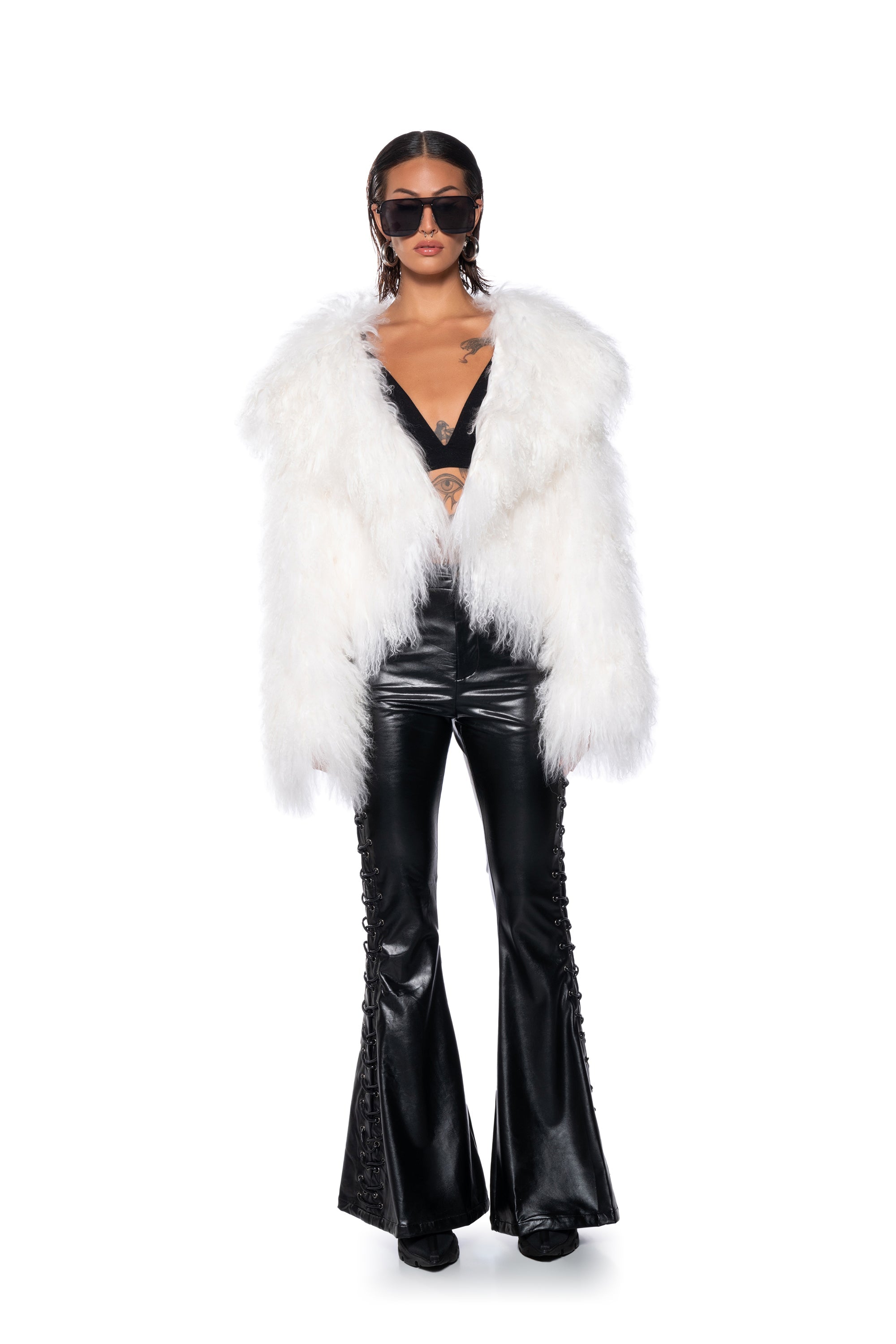 PERFECT CONTROL FAUX LEATHER FLARE PANTS