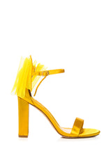 LUIS SATIN BOW SANDAL IN YELLOW