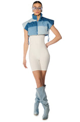 PERI PERI PUFFER VEST IN DENIM