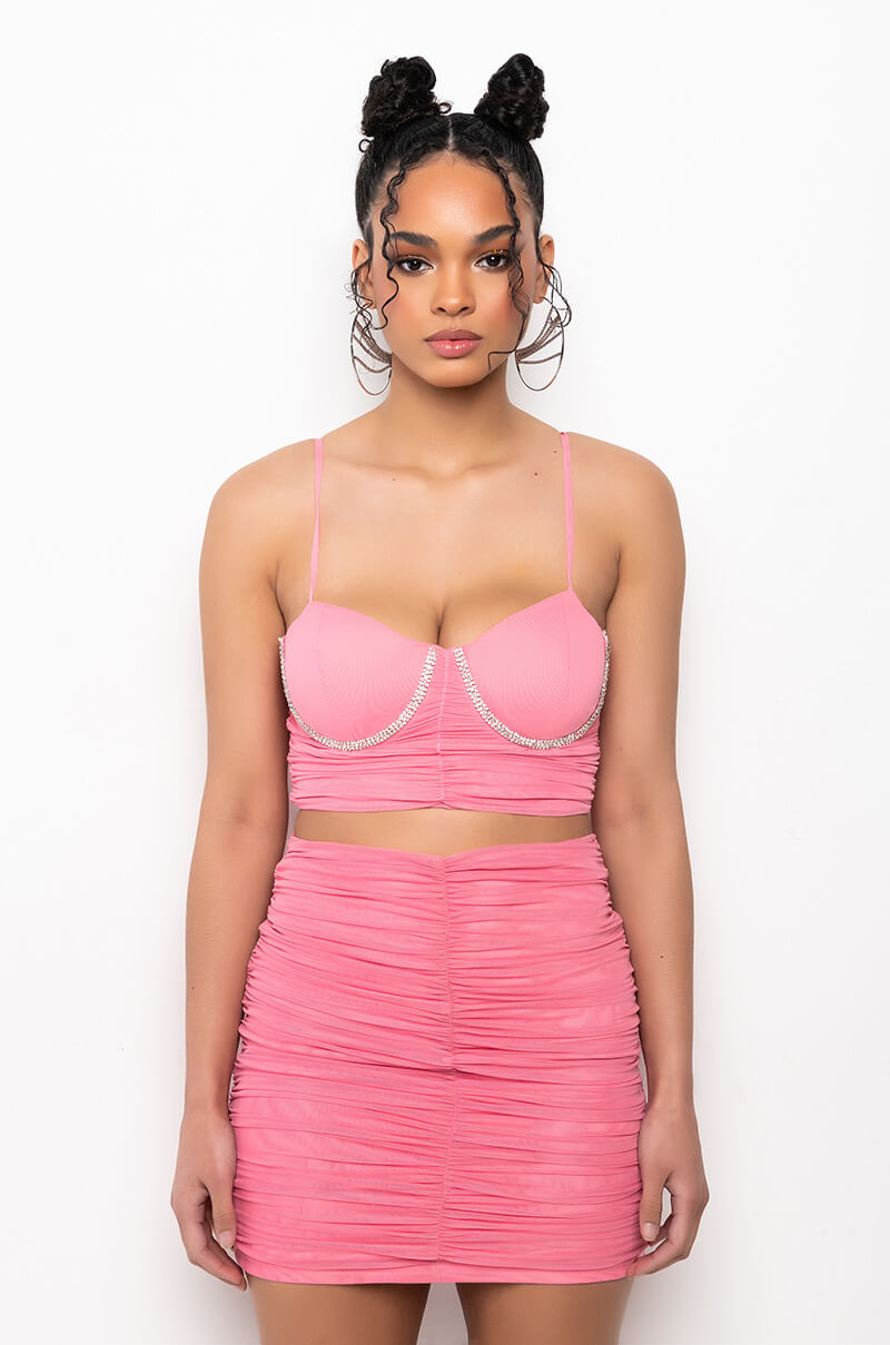 PERSEPHONE CROPPED MESH RHINESTONE TRIM TANK