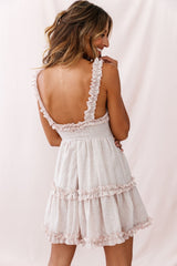 Be Mine Ruffle Strap Tie-Knot Dress Beige