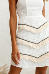 Baja Embellished Strapless Dress White