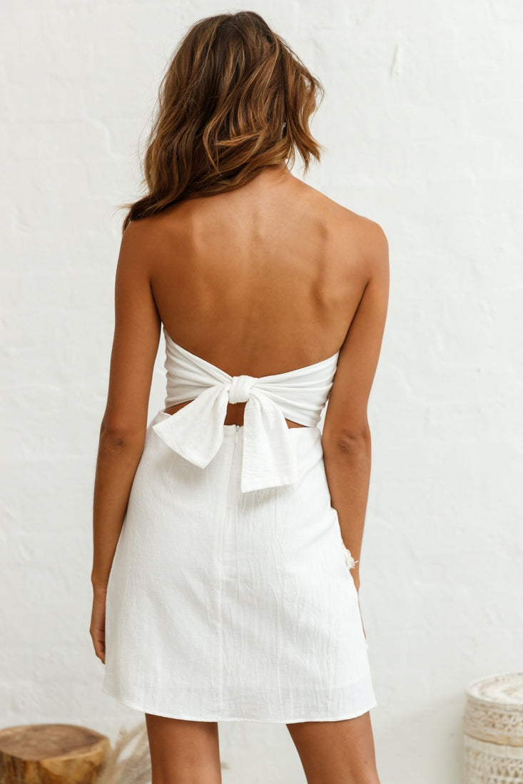 Baja Embellished Strapless Dress White