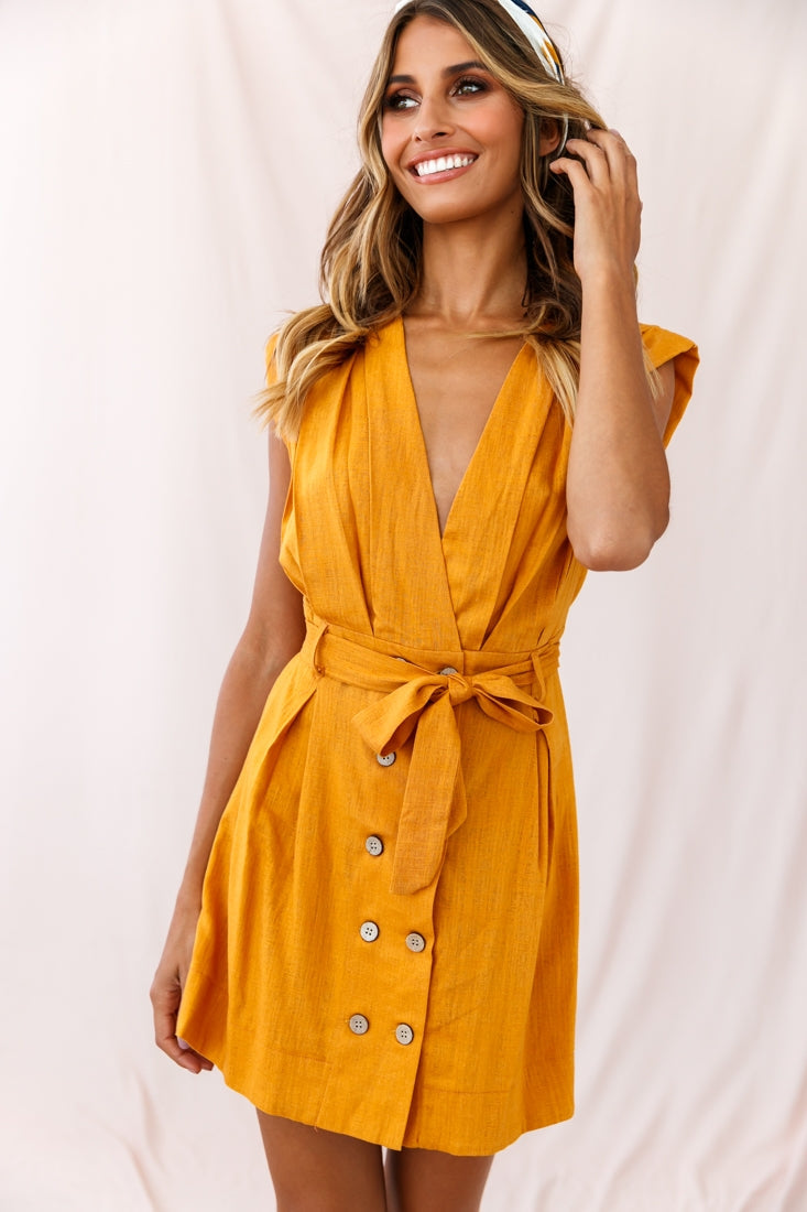 Clementine V-Neck Placket Dress Sunset