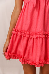 Be Mine Ruffle Strap Tie-Knot Dress Red