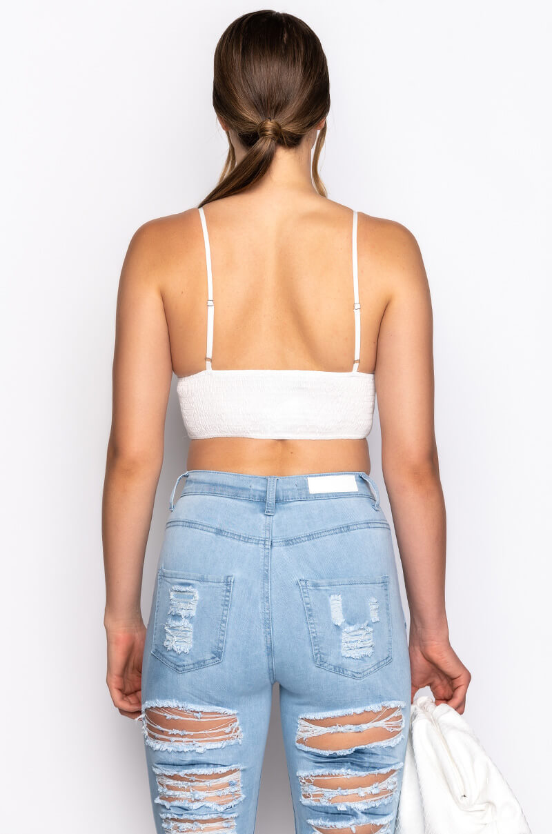 PICNIC IN THE PARK WOVEN TIE FRONT POPLIN BRALETTE