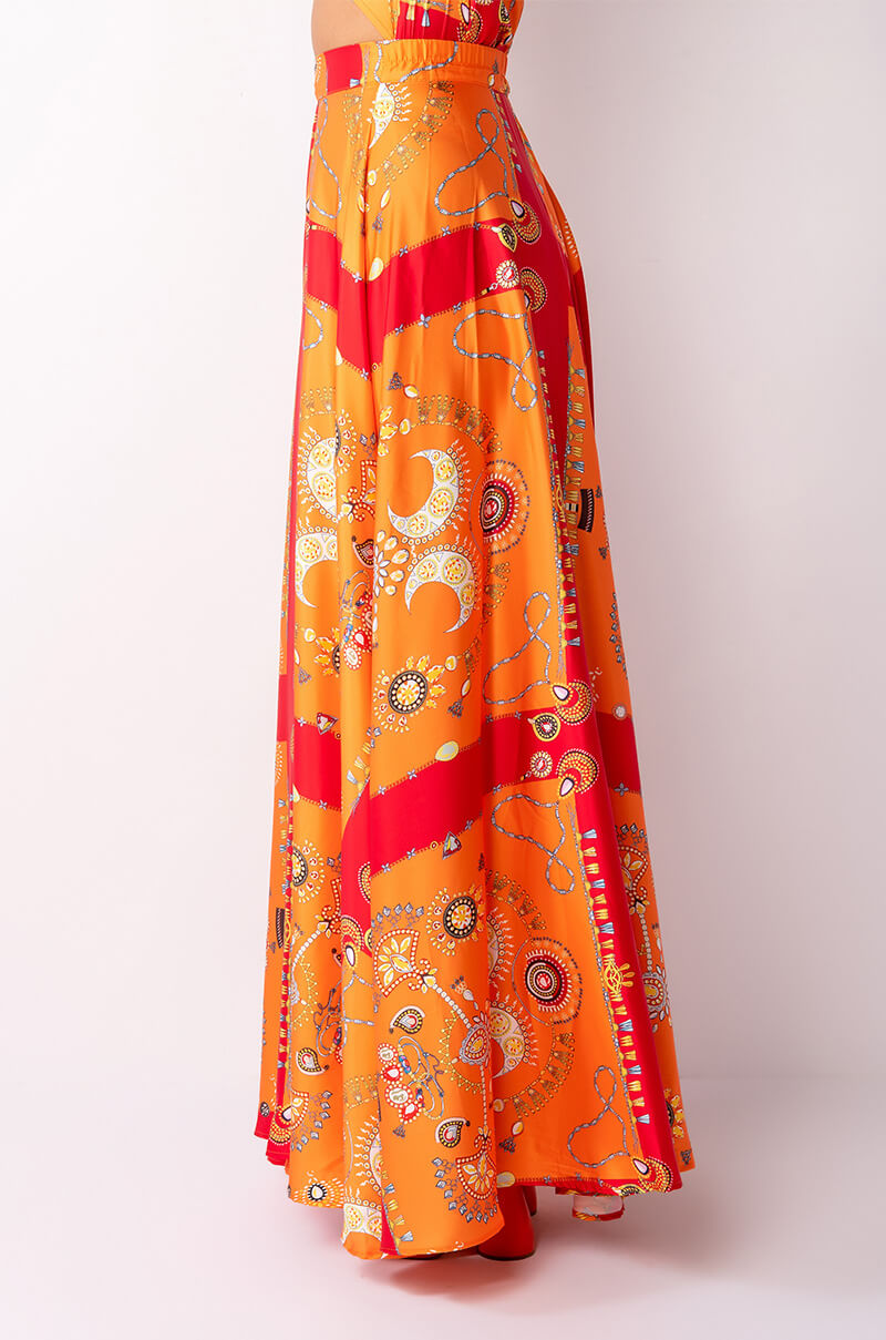 PLACES TO BE SATIN MAXI WRAP SKIRT