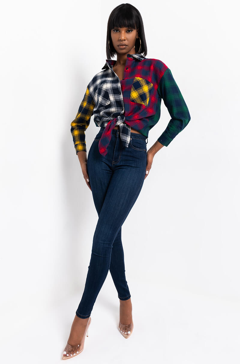 MARIANNA MULTI COLORED PLAID SHIRT