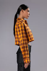 PLAID B LONG SLEEVE BLOUSE