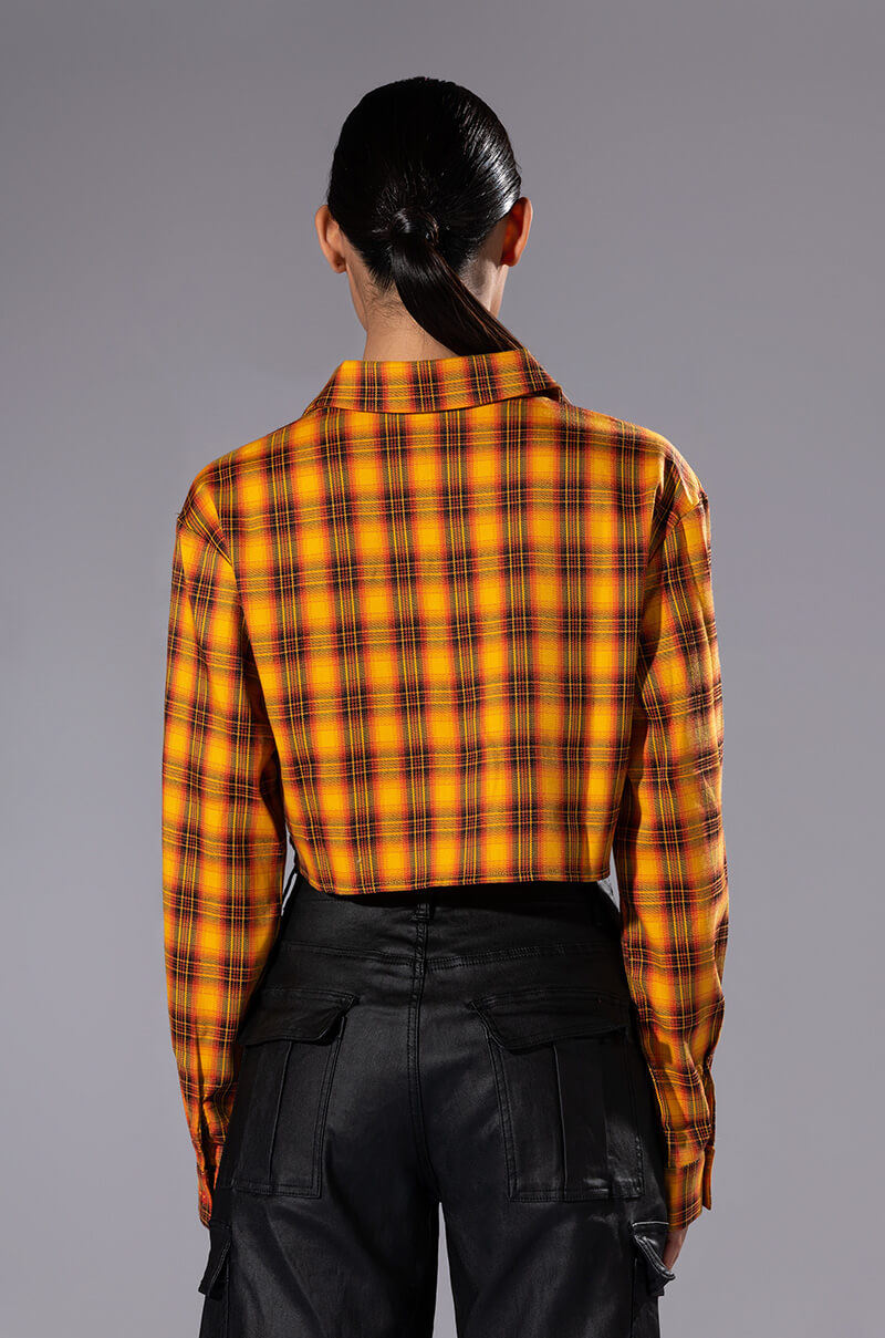 PLAID B LONG SLEEVE BLOUSE