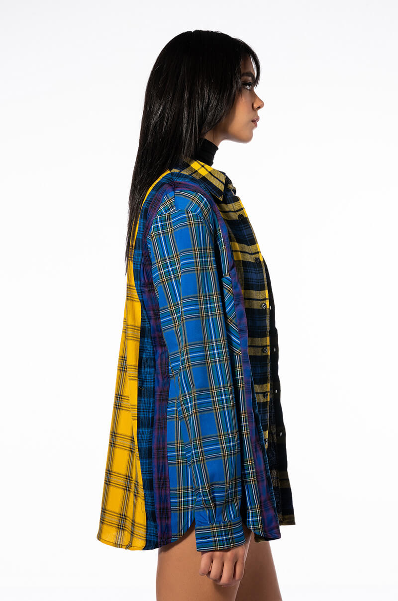 PLAID ROMANCE BUTTON DOWN BLOUSE