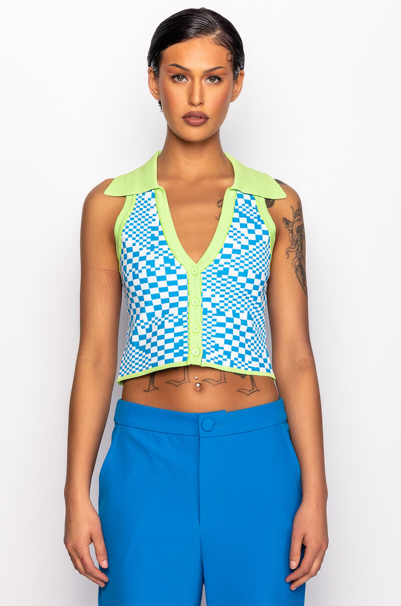 PLAY IT AGAIN CROPPED COLLARED TOP