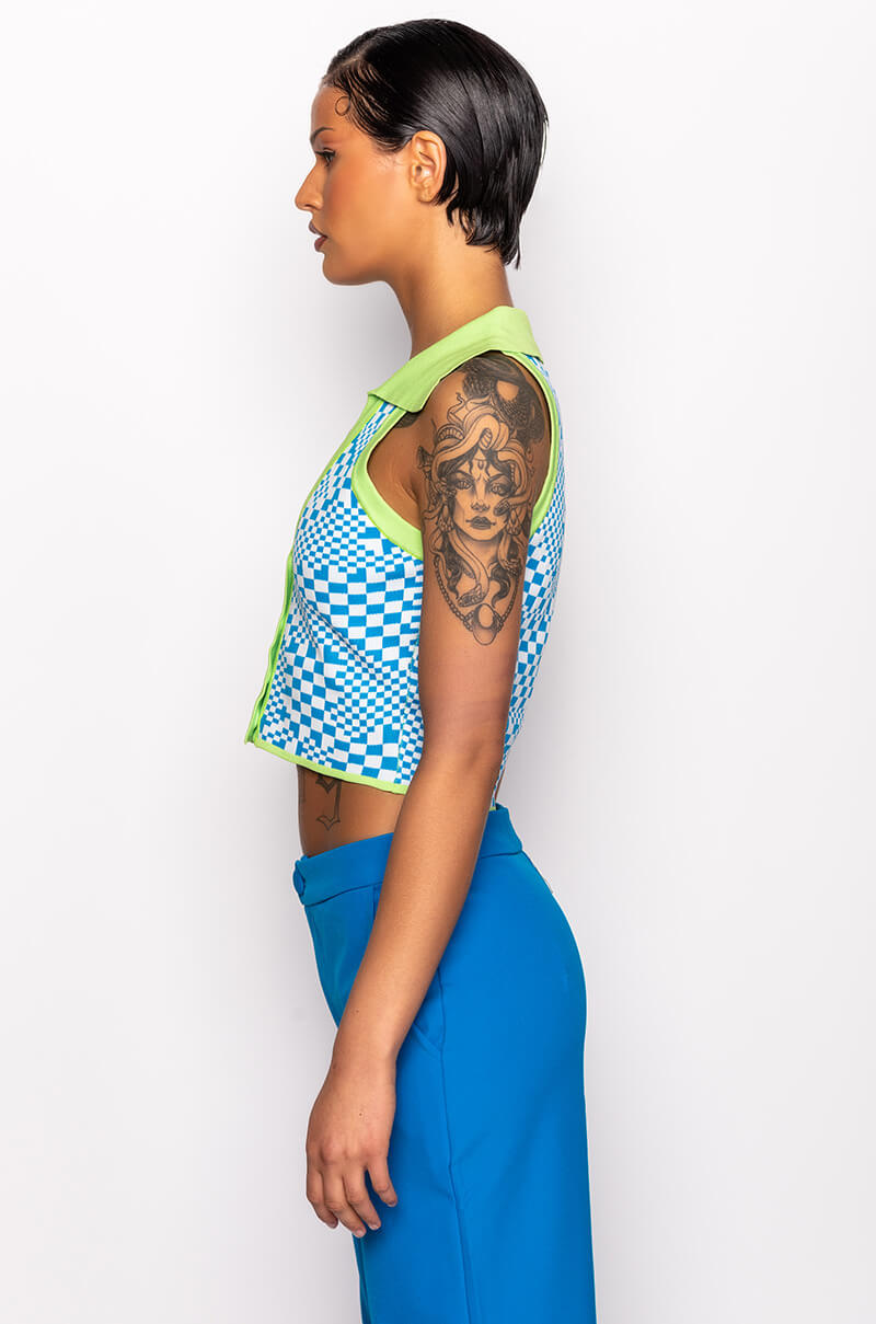 PLAY IT AGAIN CROPPED COLLARED TOP