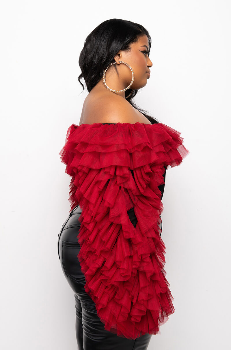 PLUS AWARD WINNER MULTI RUFFLE BODYSUIT
