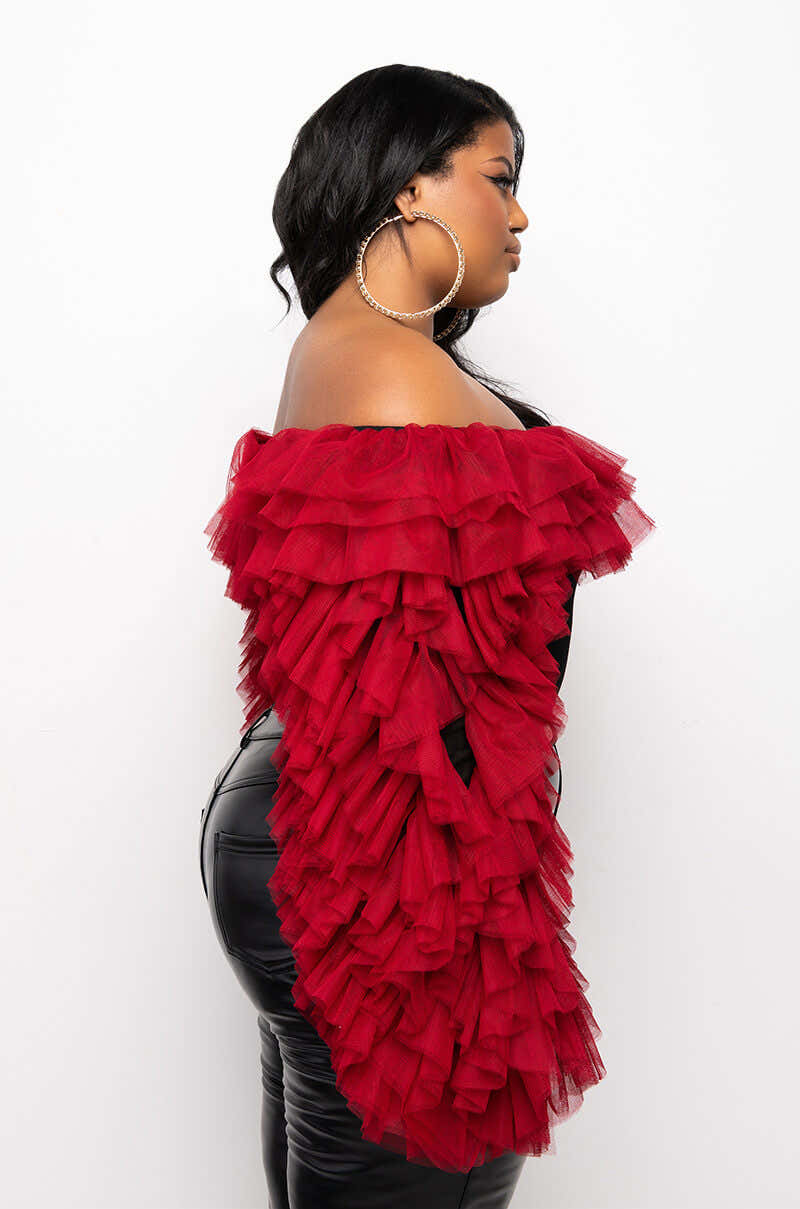 PLUS AWARD WINNER MULTI RUFFLE BODYSUIT