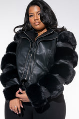 PLUS AZALEA WANG BABETTE FAUX FUR MOTO