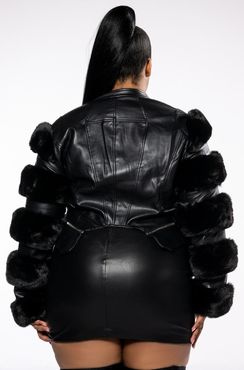 PLUS AZALEA WANG BABETTE FAUX FUR MOTO