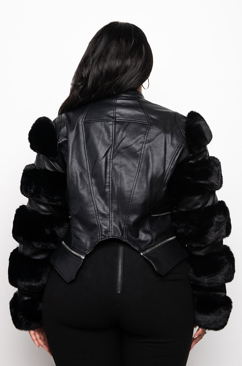 PLUS AZALEA WANG BABETTE FAUX FUR MOTO