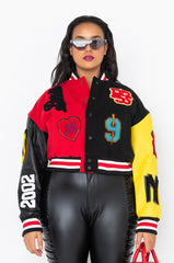PLUS AZALEA WANG COLOR BLACK VARSITY BOMBER