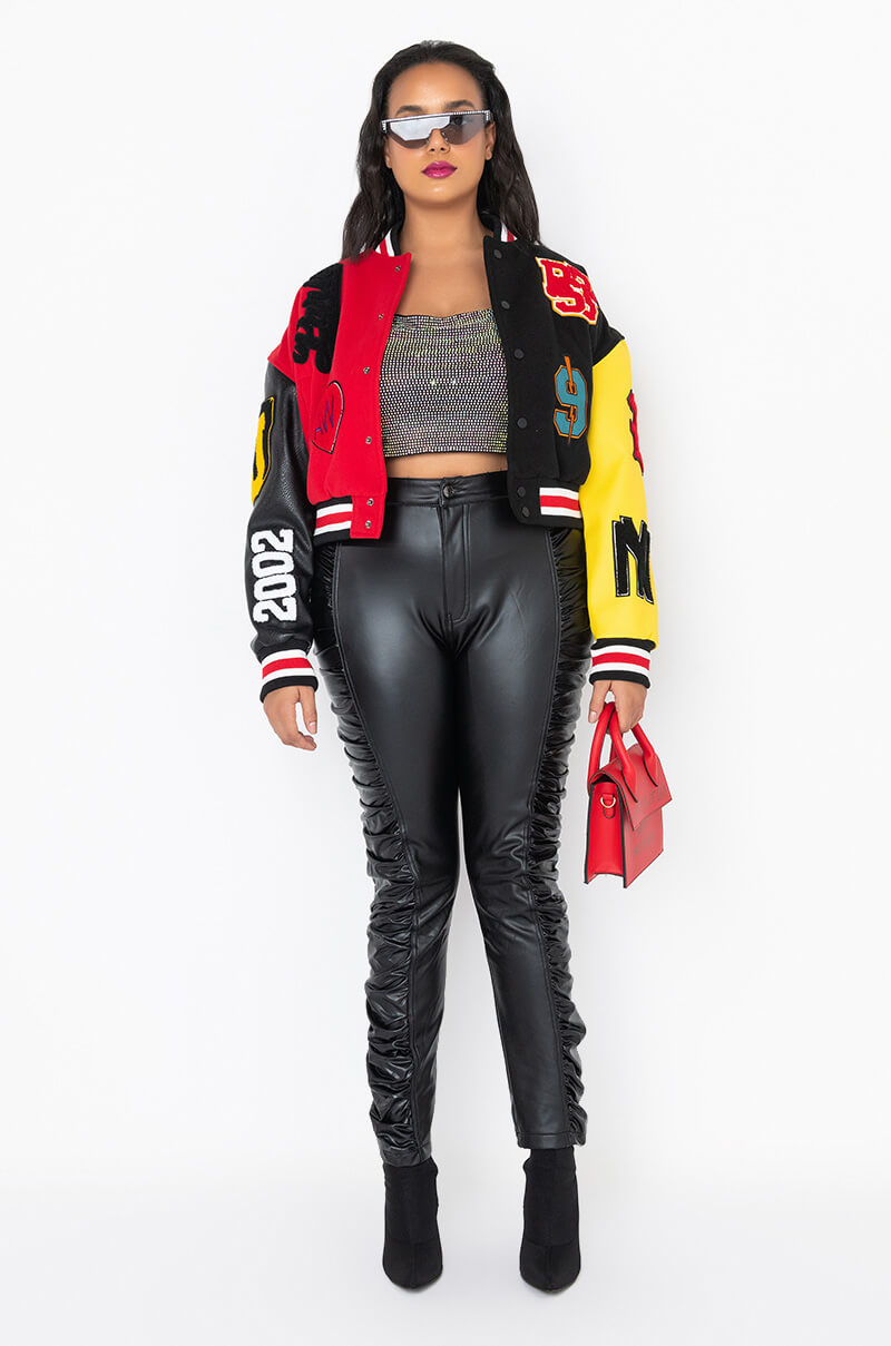 PLUS AZALEA WANG COLOR BLACK VARSITY BOMBER