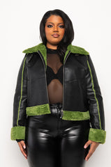 PLUS AZALEA WANG GRINCH BONDED PU JACKET