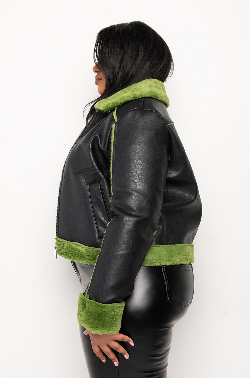 PLUS AZALEA WANG GRINCH BONDED PU JACKET