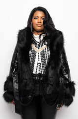 PLUS AZALEA WANG MONTAUK FAUX FUR MOTO JACKET