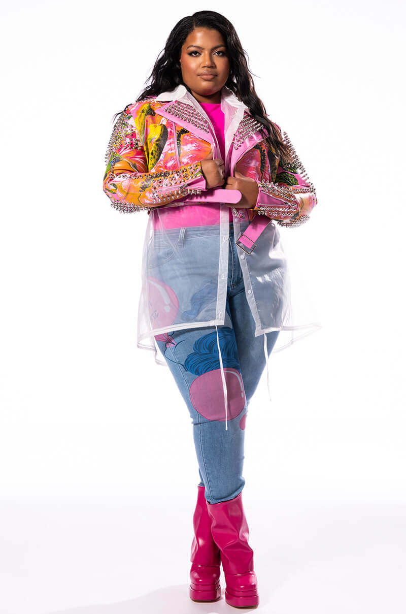 PLUS SPRING FEVER FLORAL MOTO JACKET