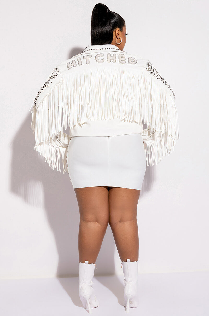 PLUS KARL WON THE JACKPOT FRINGE HITCHED MOTO JACKET