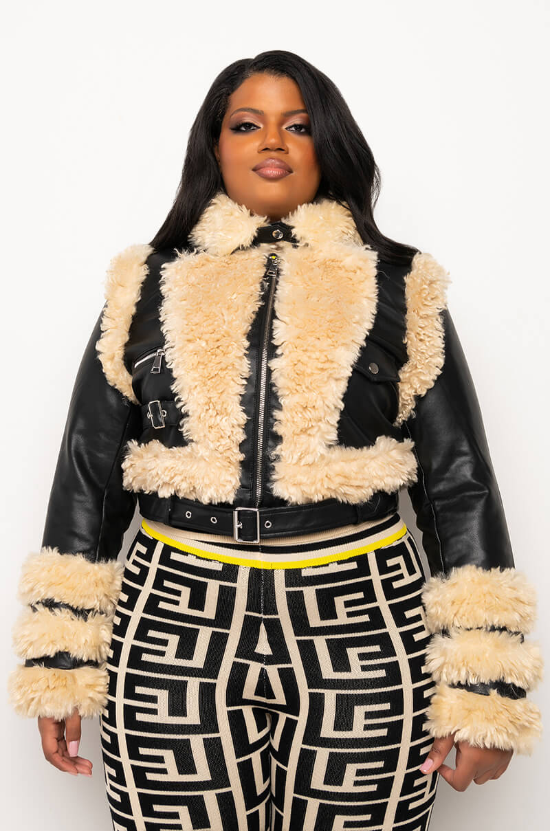 PLUS AZALEA WANG YURI SHERPA MOTO JACKET