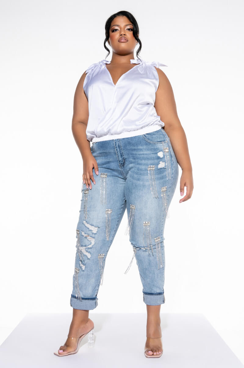 PLUS LELANI BOW DETAIL SLEEVELESS BLOUSE