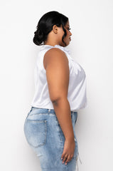 PLUS LELANI BOW DETAIL SLEEVELESS BLOUSE