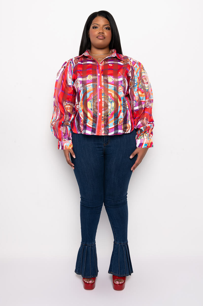PLUS C'EST LA VIE PRINTED BLOUSE