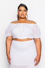 PLUS DELILAH OFF THE SHOULDER CROP TOP
