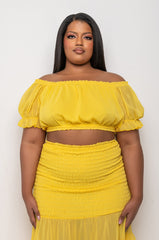 PLUS DELILAH OFF THE SHOULDER CROP TOP