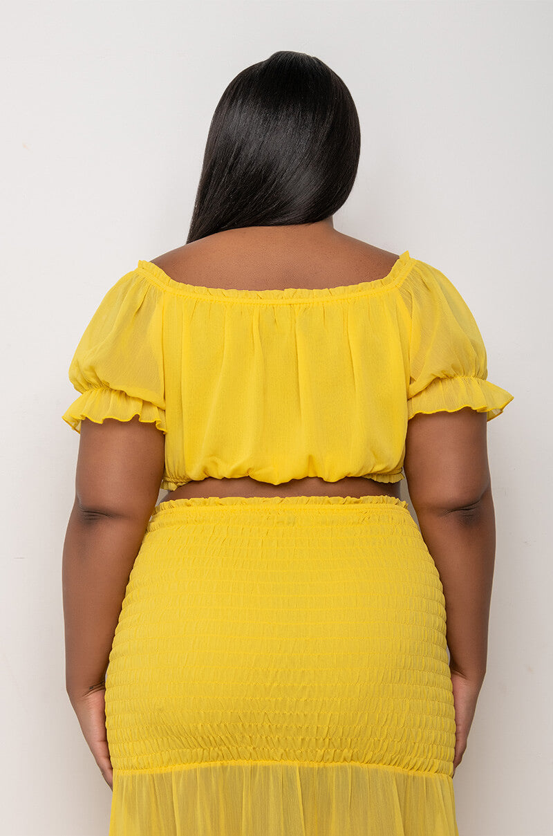 PLUS DELILAH OFF THE SHOULDER CROP TOP