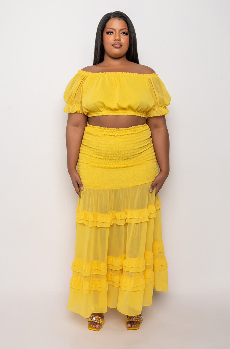 PLUS DELILAH OFF THE SHOULDER CROP TOP